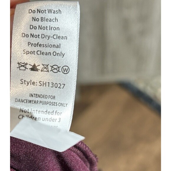 Weissman Dance Leotard Size S Burgundy Lycra Puff Sheer Sleeves - Picture 8 of 10